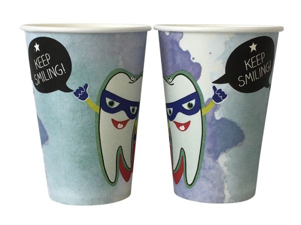 Mundspülbecher Hartpapier, recyclebar, Zahndesign Keep Smiling, 180ml
